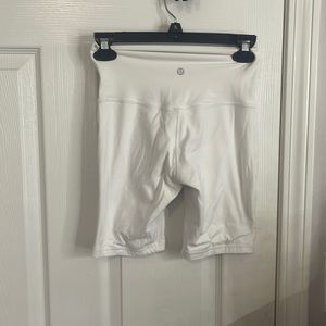 White LuluLemon Biker Shorts